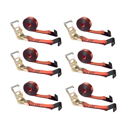 Tie 4 Safe 2" x 30' Ratchet Tie Downs w/ Flat Hooks, WLL, 3,333 lbs., PK6 RT04C-530-M11N-R-6
